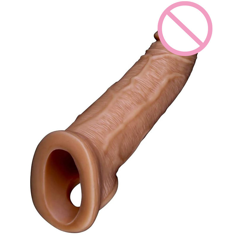 India's Best Realistic Silicone Penis Extender & Erection Enhancement Sleeve - Reusable Black Condom Penis Sleeve Adult Men Sex Toys - Image 7