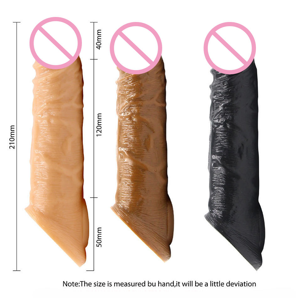 India's Best Realistic Silicone Huge Penis Sleeve & Cock Extender - Reusable Delay Condom for Men - Soft TPE Male Enhancement Adult Toy - Image 3