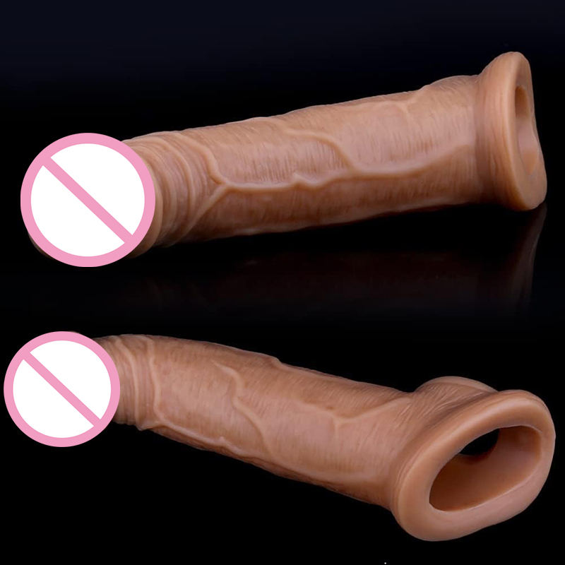 India's Best Realistic Silicone Penis Extender & Erection Enhancement Sleeve - Reusable Black Condom Penis Sleeve Adult Men Sex Toys - Image 4