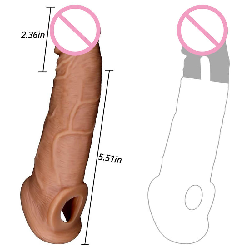 India's Best Realistic Silicone Penis Extender & Erection Enhancement Sleeve - Reusable Black Condom Penis Sleeve Adult Men Sex Toys - Image 5