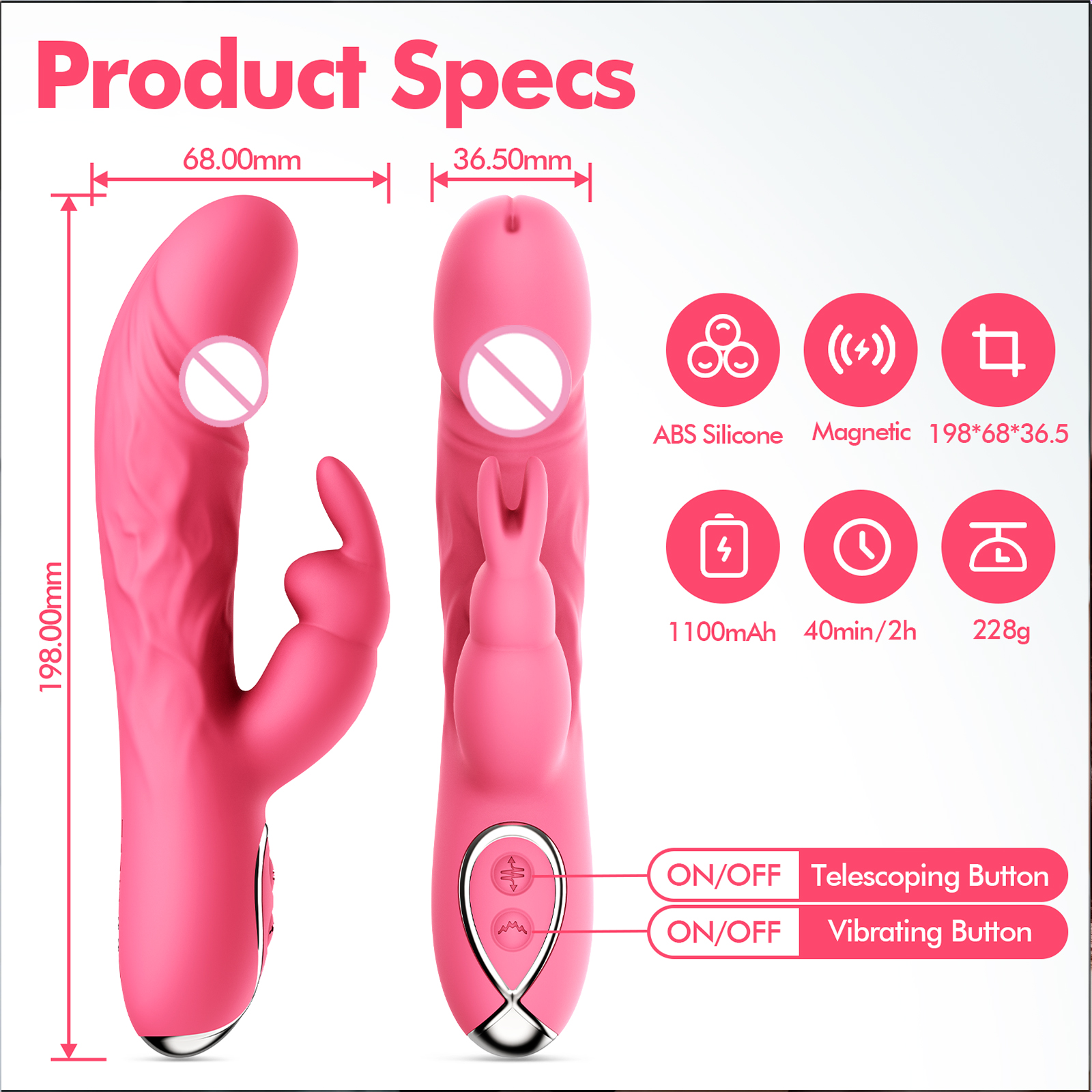 Premium Rabbit Vibrator with G-Spot & Clitoral Stimulation - Multi-Speed Dual Motor Adult Sex Toys - Waterproof Silicone Wellness Product India - Image 12