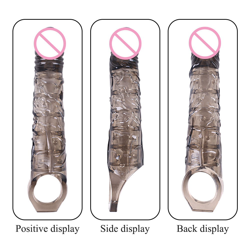 Premium Realistic Male Penis Sleeve for Enlargement & Delay - Wolf Tooth Textured Reusable Condom - Thickened Silicone Extender for Couples - Image 9