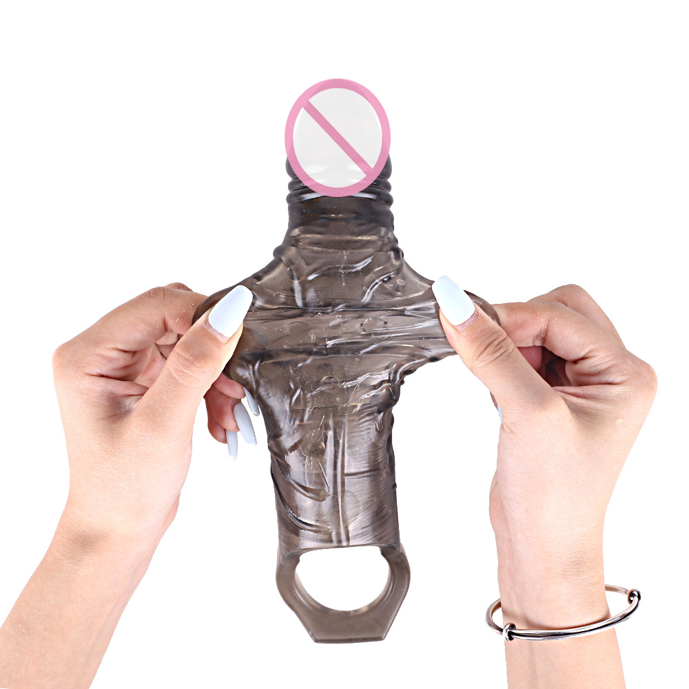 Premium Realistic Male Penis Sleeve for Enlargement & Delay - Wolf Tooth Textured Reusable Condom - Thickened Silicone Extender for Couples - Image 12