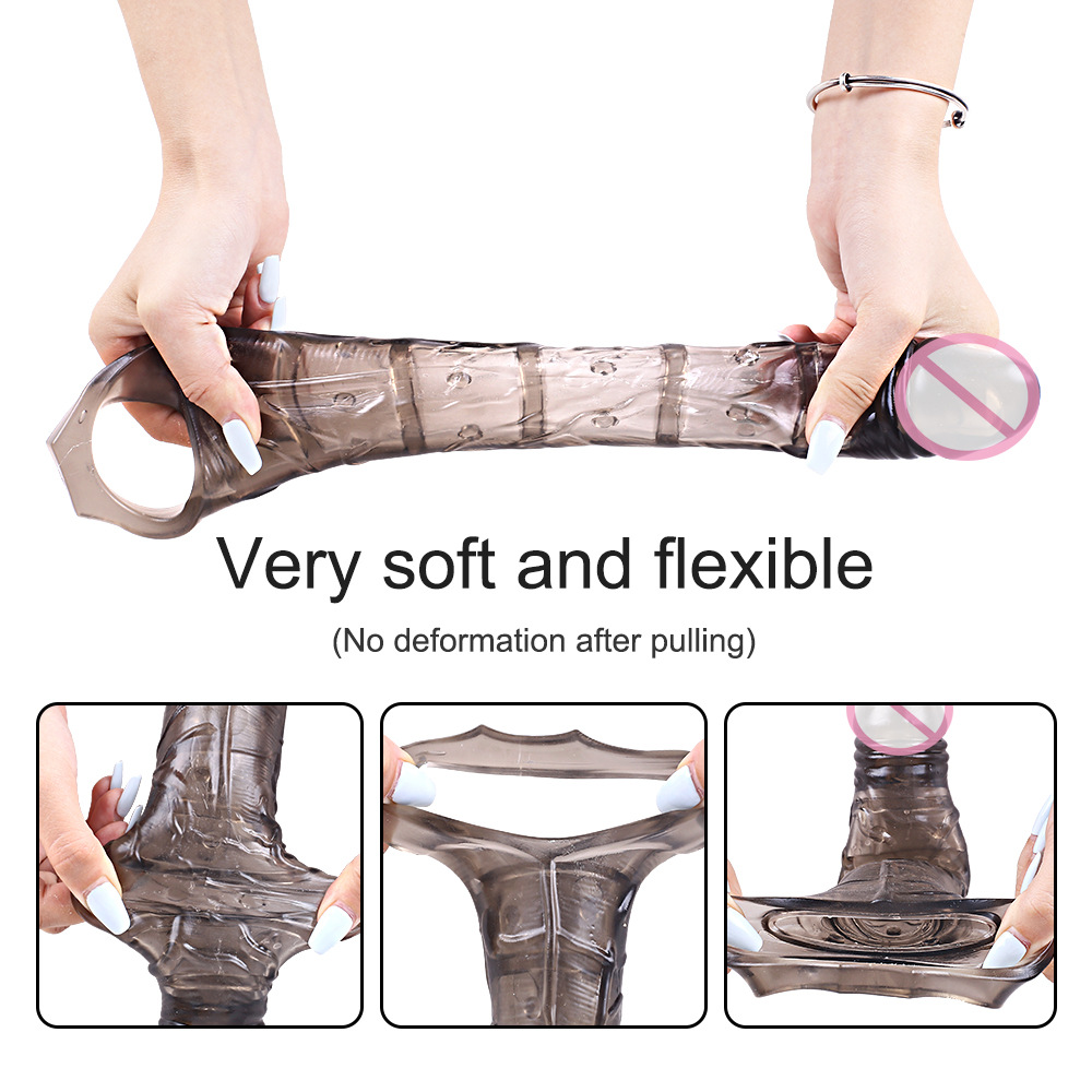 Premium Realistic Male Penis Sleeve for Enlargement & Delay - Wolf Tooth Textured Reusable Condom - Thickened Silicone Extender for Couples - Image 13
