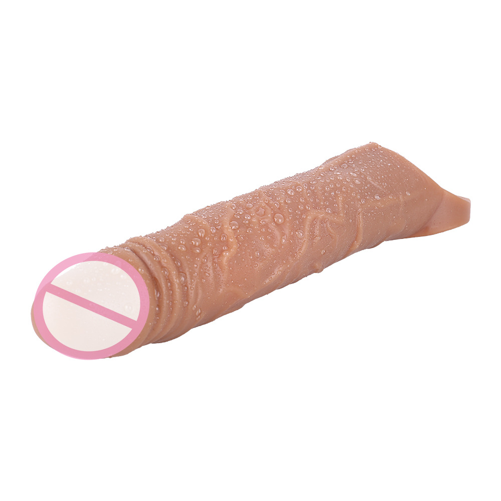 Premium Realistic Male Penis Sleeve for Enlargement & Delay - Wolf Tooth Textured Reusable Condom - Thickened Silicone Extender for Couples - Image 4