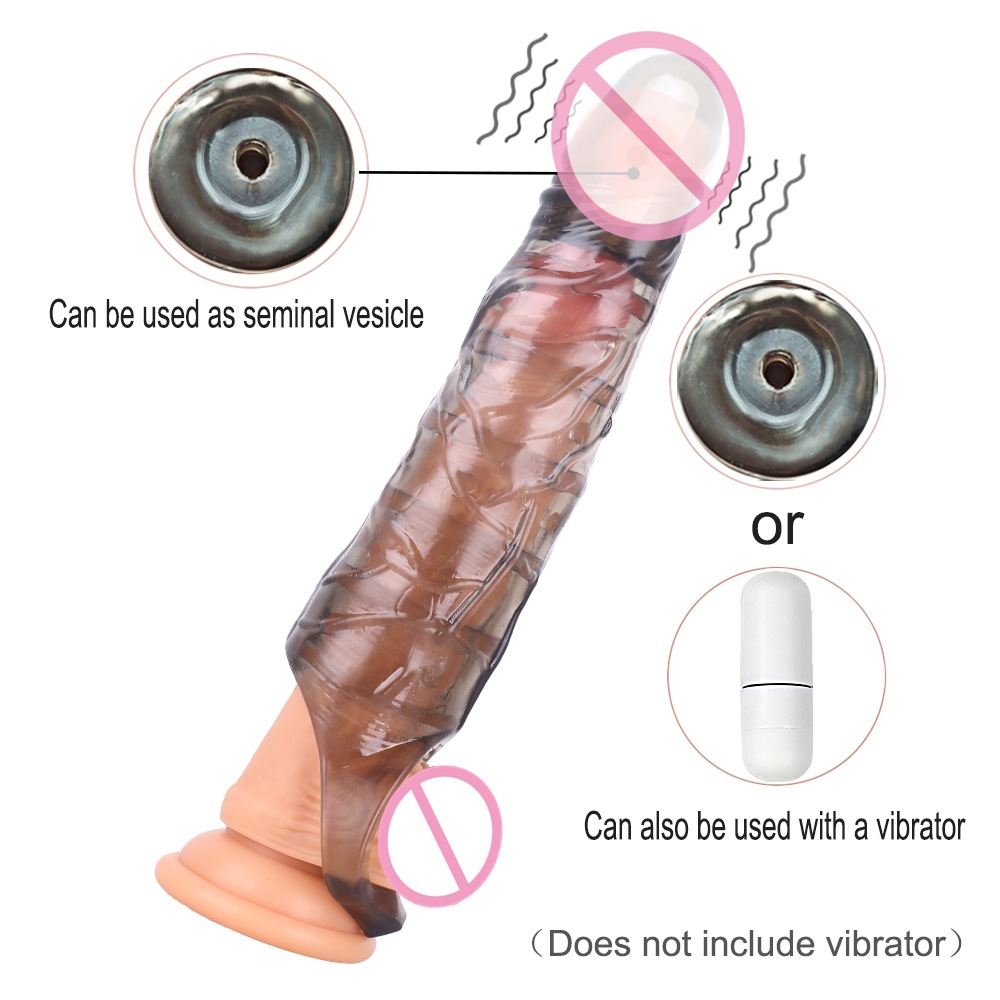 Premium Realistic Male Penis Sleeve for Enlargement & Delay - Wolf Tooth Textured Reusable Condom - Thickened Silicone Extender for Couples - Image 3